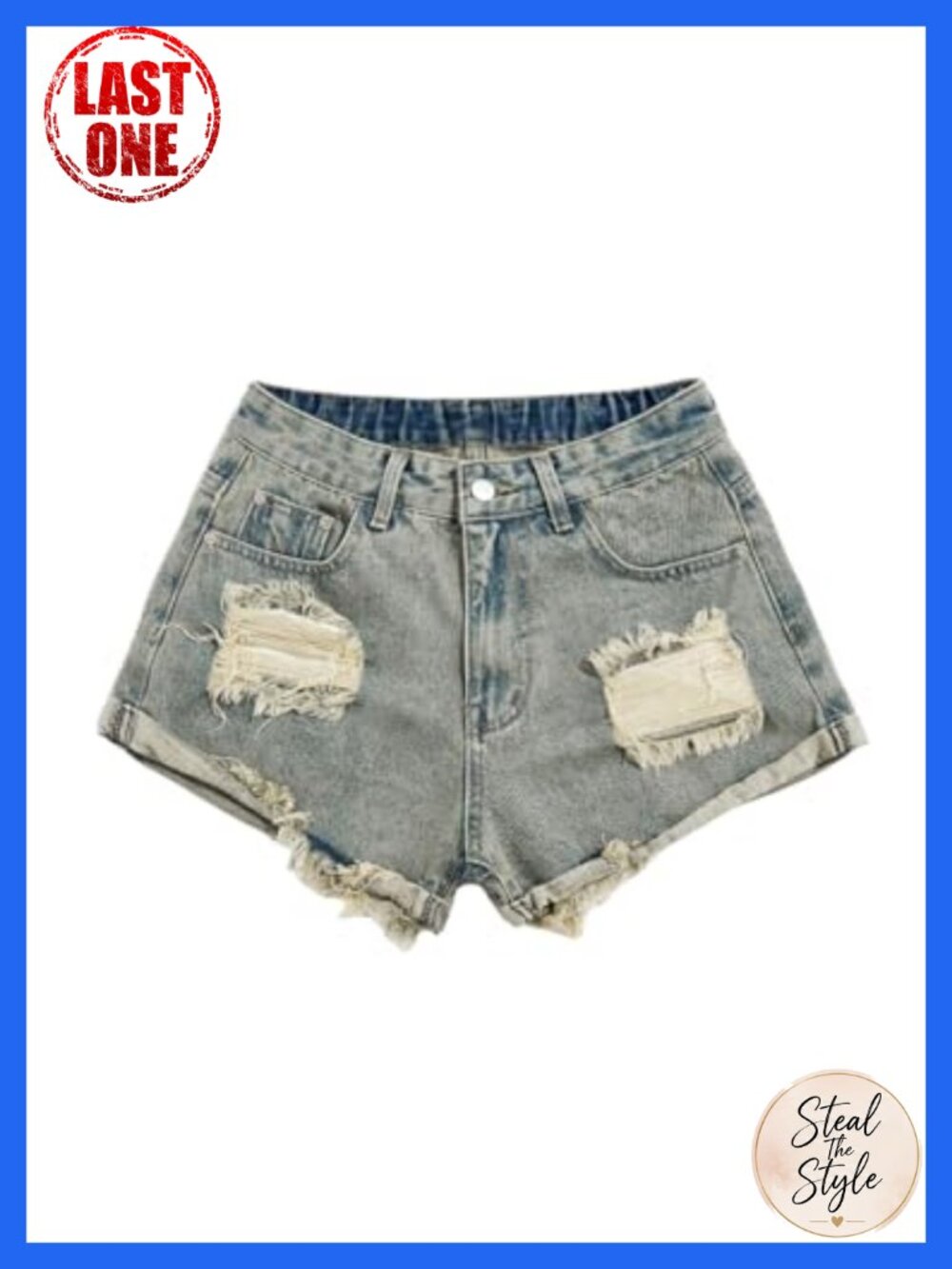 Plus Size Ripped Raw Hem High Waisted Denim Shorts Y2k Punk Streetwear